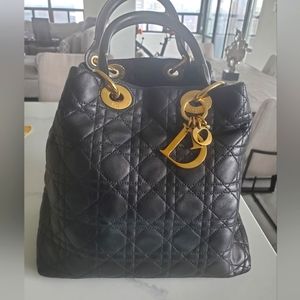 Christian Dior Lady Dior Soft Shopping Medium Tote Black Channage Lambskin